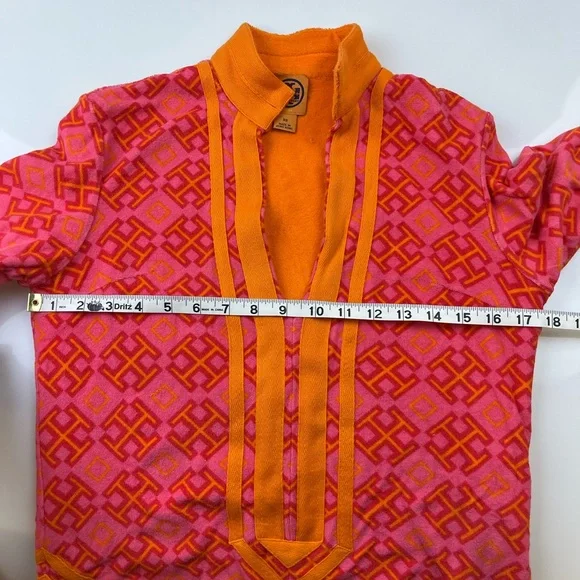 Tory Burch Orange/Pink Tunic Caftan Beach Resort Swim Cover Up N233-38 - Picture 8 of 9